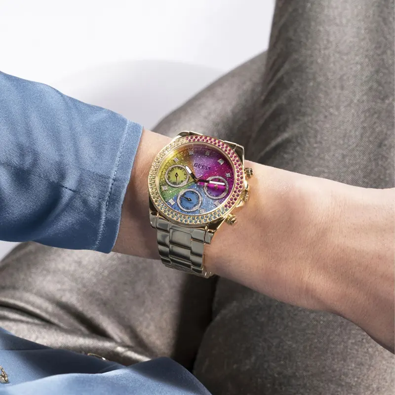 Guess Sol Multifunction Multi-Color Dial Gold-tone Ladies Watch- GW0483L4